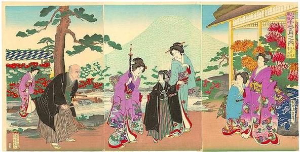 Toyohara Chikanobu: September - Origin of Somei Chrysanthemum — 九月染井造菊ノ元祖 - Japanese Art Open Database