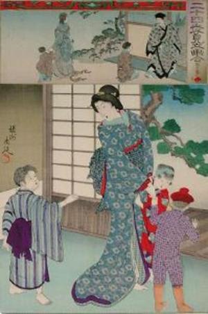 Toyohara Chikanobu: 4- Minziqian - Binshiken Yields to His Step-Brothers - Japanese Art Open Database