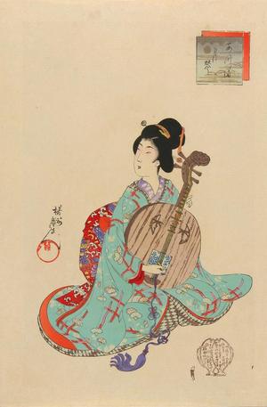 豊原周延: Gekkin (Moon guitar) - Japanese Art Open Database