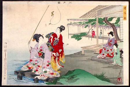 豊原周延: Beach Palace in spring — Hama-goten - Japanese Art Open Database