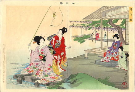 豊原周延: Beach Palace in spring — Hama-goten - Japanese Art Open Database