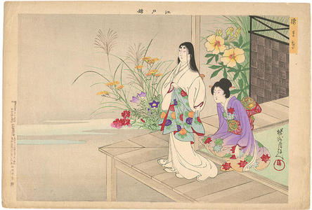 豊原周延: Two young bijin on an engawa in early spring - Japanese Art Open Database