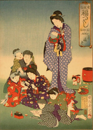 豊原周延: An Enumeration of Fortune, Being Blessed with Children - Japanese Art Open Database