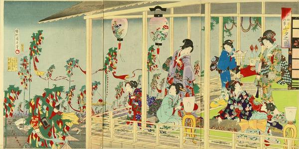 豊原周延: Tanabata Festival — 七夕之図 - Japanese Art Open 