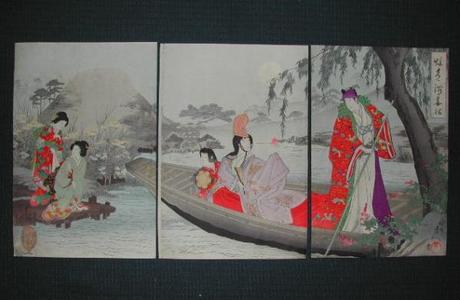 豊原周延: Genji Bijin Boat - Japanese Art Open Database
