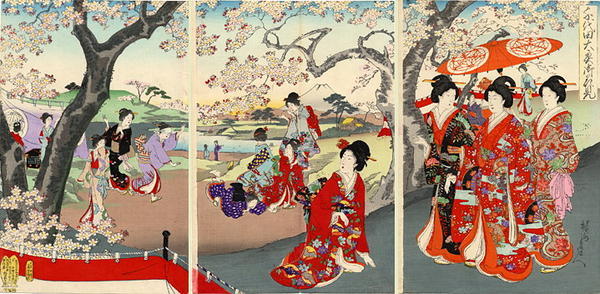 豊原周延: Cherry Blossoms Party — Chiyoda Ooku Ohanami - Japanese Art Open Database