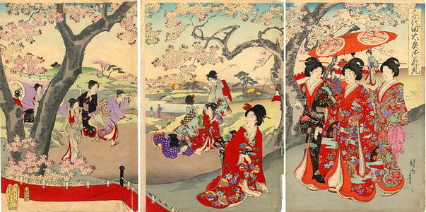 豊原周延: Cherry Blossoms Party — Chiyoda Ooku Ohanami - Japanese Art Open Database