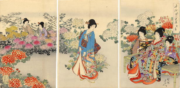 豊原周延: Chrysanthemum picnic - Japanese Art Open Database