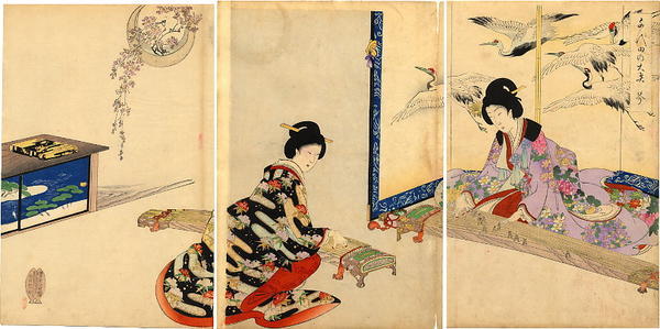 Toyohara Chikanobu: Koto playing - Japanese Art Open Database