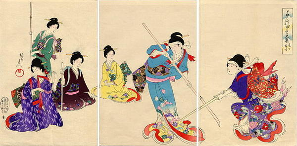 豊原周延: Practicing pole sword - Japanese Art Open Database