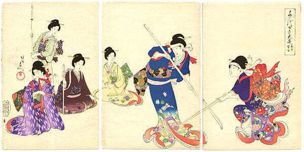 豊原周延: Practicing pole sword - Japanese Art Open Database