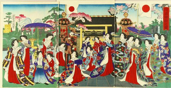 Toyohara Chikanobu: Emperor visiting Yasukuni Shrine - Japanese Art Open Database