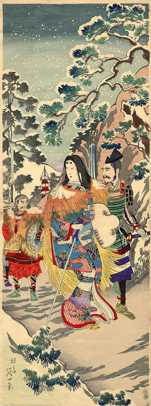 Watanabe Nobukazu: Empress Jingo- Takeuchi no Sukune on her journey - Japanese Art Open Database