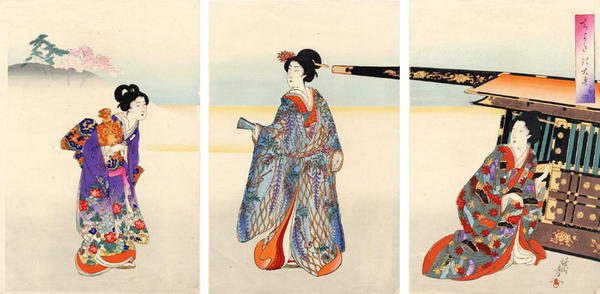 豊原周延: Going Out in the Finery- Meiji Beauties - Japanese Art Open Database
