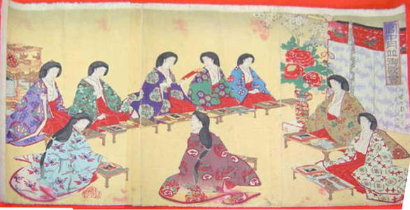 Toyohara Chikanobu: Imperial Court Monthly Poetry Meeting - Japanese Art Open Database