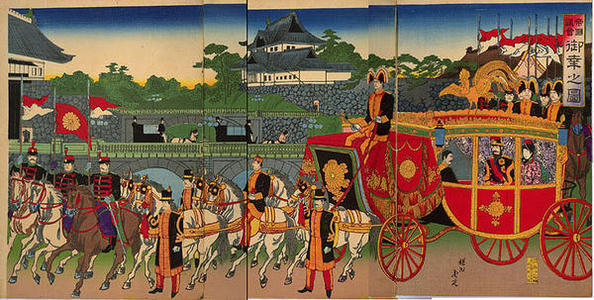 豊原周延: Imperial Visit to the Diet — 帝国議会 御幸之図 - Japanese Art Open Database