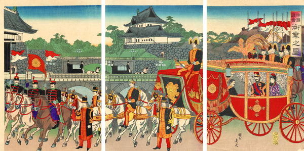 Toyohara Chikanobu: Imperial Visit to the Diet — 帝国議会 御幸之図 - Japanese Art Open Database