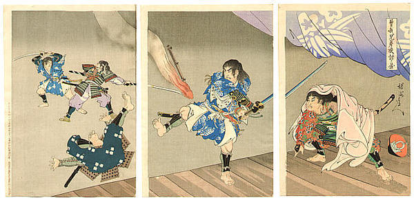 Toyohara Chikanobu: Night Attack by Soga Brothers - Japanese Art Open Database