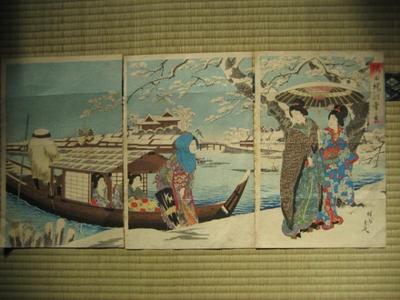 豊原周延: Snow Scene on the Banks of Sumida River — 隅田堤乃雪景 - Japanese Art Open Database