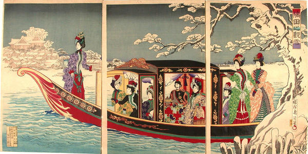 Toyohara Chikanobu: Snow Viewing at Sumida - Japanese Art Open Database