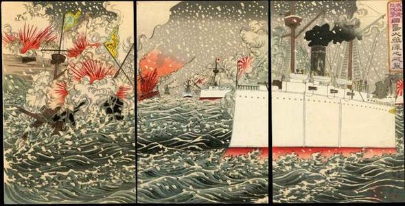 豊原周延: The Sea Victory off Takushan - Japanese Art Open Database