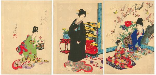 豊原周延: Bonsai and Toys — 盆栽におもちゃ - Japanese Art Open Database