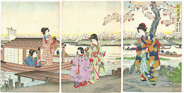 豊原周延: Sumida river view - Japanese Art Open Database