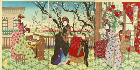 豊原周延: Picture of Songs and Plum Blossom - Japanese Art Open Database