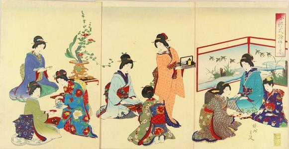 豊原周延: Scene of service — 女礼式給仕之図 - Japanese Art Open Database