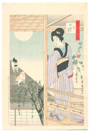 豊原周延: Cats on the Roof - Japanese Art Open Database