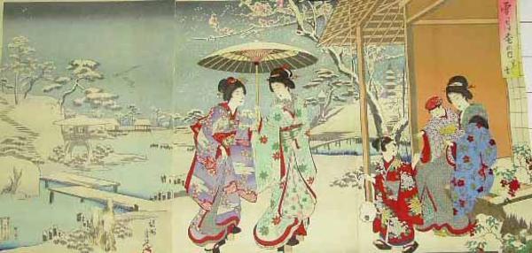 豊原周延: Snowy Garden Scene - Japanese Art Open Database