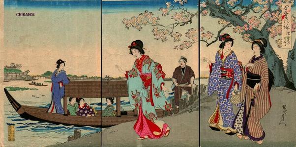 豊原周延: Cherry blossoms Sumida River - Japanese Art Open Database