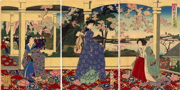 Toyohara Chikanobu: Viewing Cherry Blossoms at Ueno — 上野櫻花観遊図 - Japanese Art Open Database