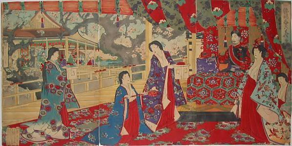 Toyohara Chikanobu: Yamato Brocade- Spring Celebration — 倭錦春乃寿 - Japanese Art Open Database