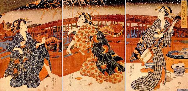 Keisai Eisen: Enjoying the Evening Breeze at Ryogoku - Japanese Art Open Database