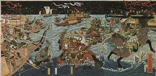 Keisai Eisen: The Battle at Yashima between Genji and Heike - Japanese Art Open Database