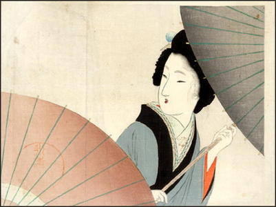 富岡英泉: Bijin and Umbrella - Japanese Art Open Database