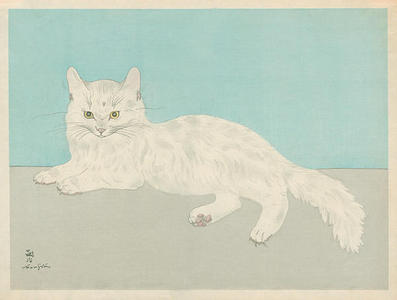 Foujita Tsuguji: A white Persian cat - Japanese Art Open Database