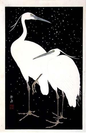 Gakusui Ide: Two Herons in the Snow - Japanese Art Open Database