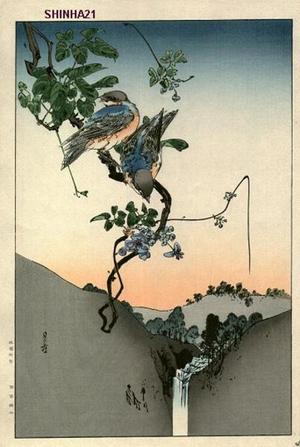 Gesso Yoshimoto: Blue Birds and Akebia - Japanese Art Open Database