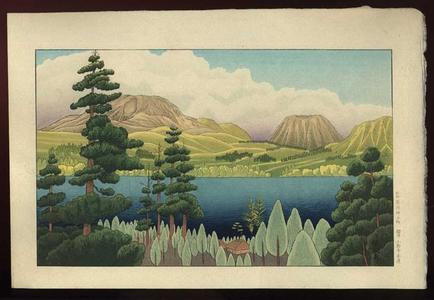 Gihachiro Okuyama: Mountain lake, Hakone Ashinoko no Shinryoku - Japanese Art Open Database