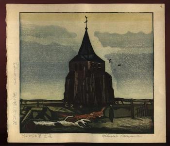 Gihachiro Okuyama: The Old Church Tower at Nuenen - Japanese Art Open Database