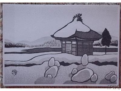 Gihachiro Okuyama: Unknown, snowy hut - Japanese Art Open Database