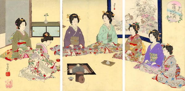 Japanese Print "Tea Ceremony — Jorei shiki no uchi" by Adachi Ginko, 安達吟光 (Ginko Adachi (安達吟光))