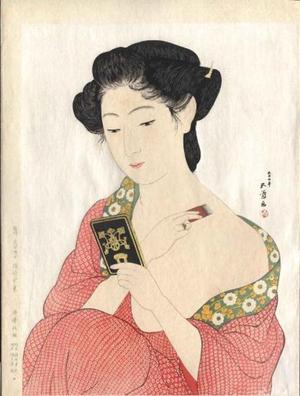 Hashiguchi Goyo: Woman Applying Makeup- Kesho no Onna — 化粧の女 - Japanese Art Open Database