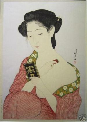 橋口五葉: Woman Applying Makeup- Kesho no Onna — 化粧の女 - Japanese Art Open Database