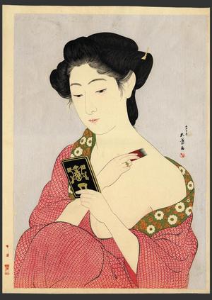 橋口五葉: Woman Applying Makeup- Kesho no Onna — 化粧の女 - Japanese Art Open Database