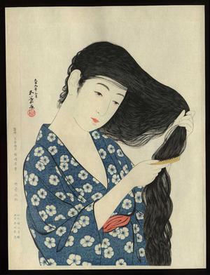 橋口五葉: Woman Combing her Hair — 髪すける女 - Japanese Art Open Database