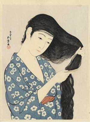 橋口五葉: Woman Combing her Hair — 髪すける女 - Japanese Art Open Database