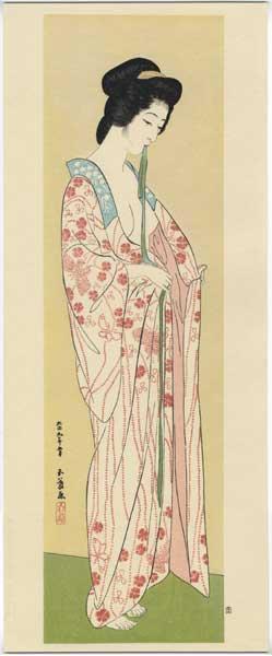 橋口五葉: Woman Dressing- Woman in a Long Undergarment — 長襦袢を着たる女 - Japanese Art Open Database